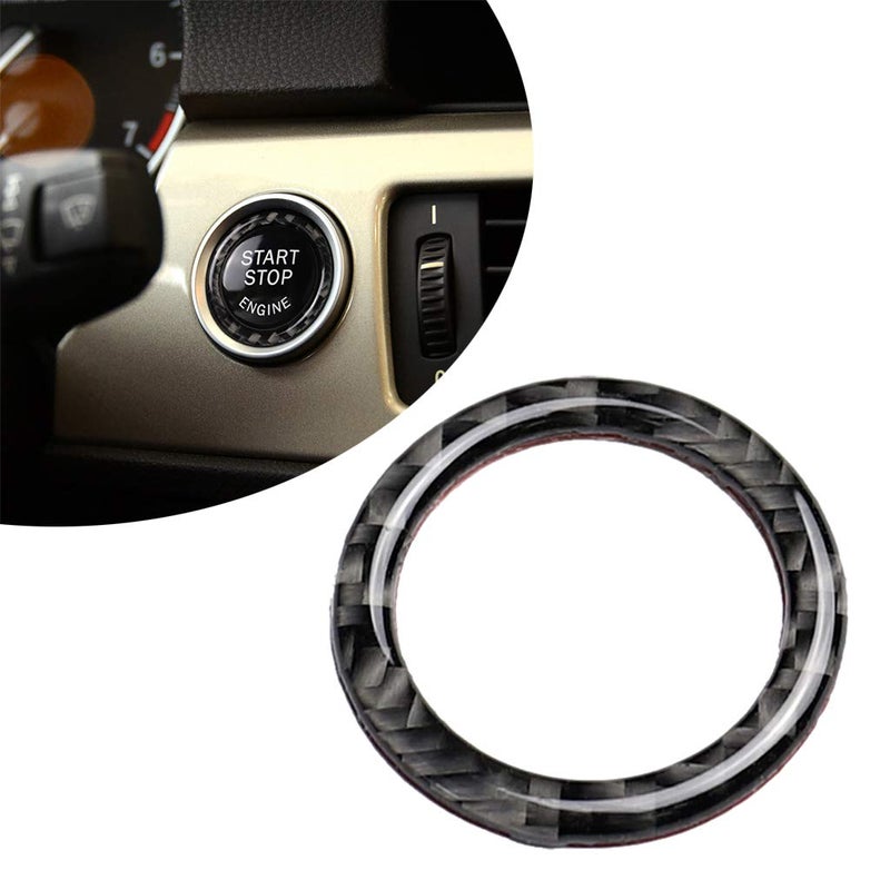 Fsforcar Carbon Fiber Car Engine Start Stop Ignition Key Ring Sticker Compatible with BMW E90 E92 E93 3 Series Engine Start Button Cover (Solid Color) - Image 1